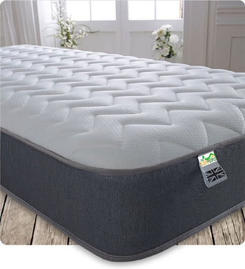 Grey Memory Sprung Open Coil Zig Zag Mattress